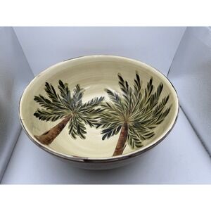 HD Designs Palm Tree Large Serving Bowl Tropical Island Decor 11" Ceramic